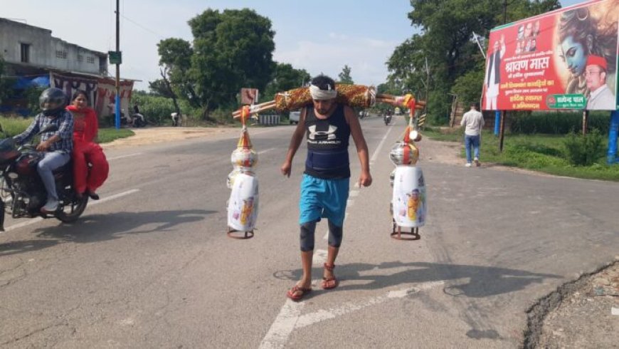 विधायक की जीत पर शिवभक्त की आस्था की मिसाल, 41 लीटर गंगाजल की कांवड़ लेकर पहुंचा बागपत