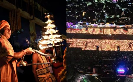 अयोध्या में 9वां दीपोत्सव: लाखों दीपों से जगमग, सीएम योगी ने सरयू तट पर आरती की