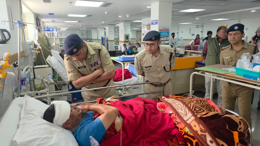 रात के चैकिंग अभियान में पुलिसकर्मी को कुचला, 4 आरोपियों की गिरफ्तारी, एसएसपी ने अस्पताल में की मुलाकात