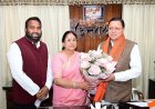 सीएम धामी के साथ बैठक में पूर्व सीएम रमेश पोखरियाल, सांसद नरेश बंसल, मंत्री गणेश जोशी, और विधायक आशा नौटियाल की महत्वपूर्ण चर्चा