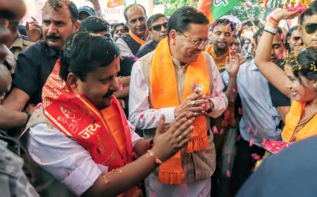 भाजपा परिवार ने सीएम और प्रदेश अध्यक्ष के नेतृत्व में नितिन नवीन का भव्य स्वागत किया, जौलीग्रांट से प्रदेश कार्यालय तक गूंजे उत्साह के नारे