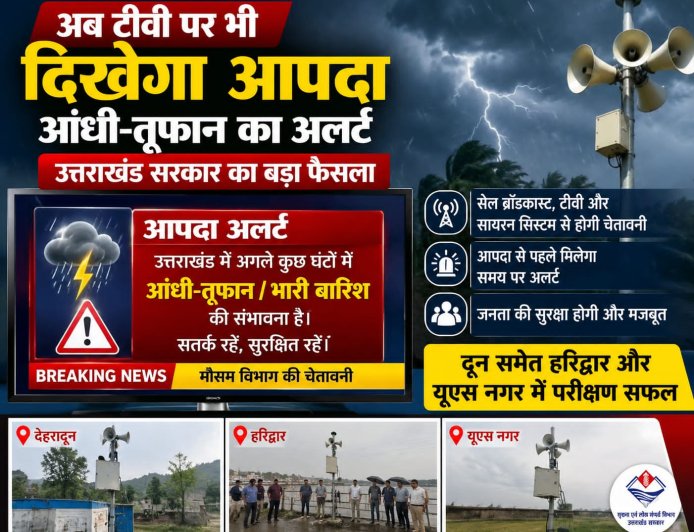 उत्तराखंड सरकार का बड़ा फैसला: टीवी पर आपदाओं का अलर्ट, देहरादून, हरिद्वार और यूएस नगर में परीक्षण सफल