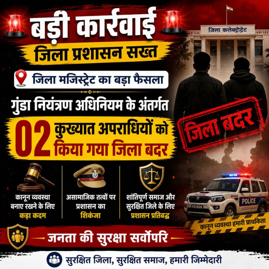 देहरादून में जिला मजिस्ट्रेट ने गुंडा नियंत्रण अधिनियम के तहत दो कुख्यात अपराधियों को किया जिला बदर