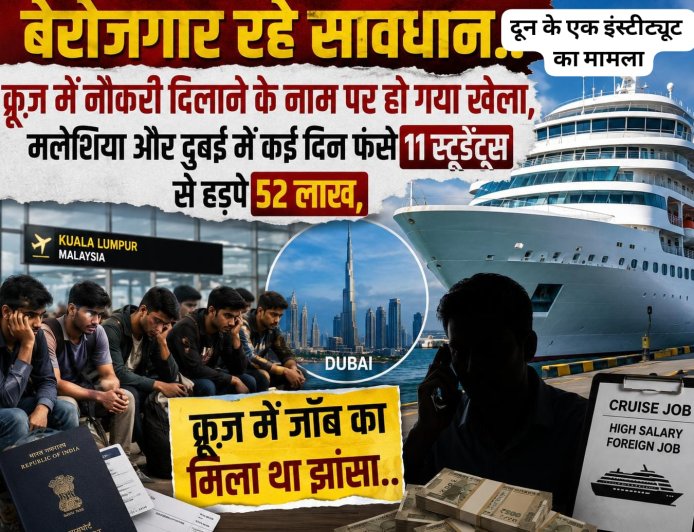 क्रूज नौकरी के नाम पर 52 लाख रुपये की ठगी: 11 छात्र मलेशिया और दुबई में फंसे