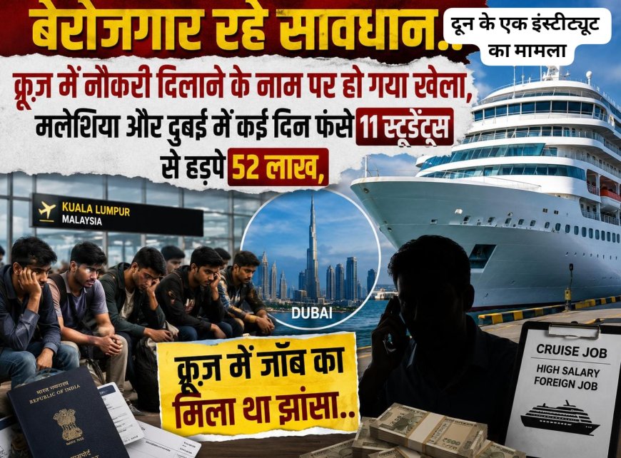 क्रूज नौकरी के नाम पर 52 लाख रुपये की ठगी: 11 छात्र मलेशिया और दुबई में फंसे
