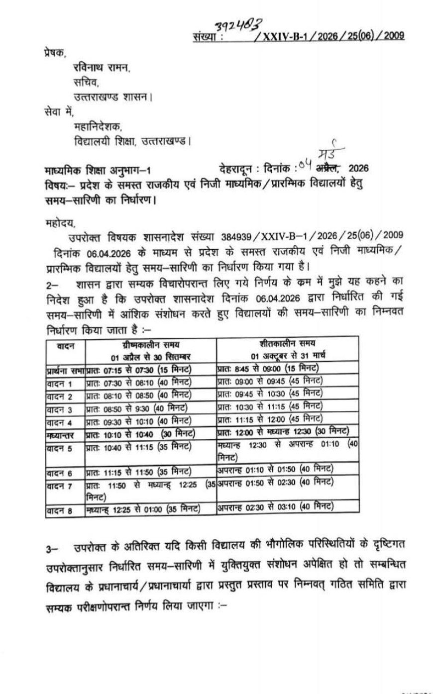 देहरादून में स्कूल खुलने का नया TIME TABLE, सभी को मिलेगी राहत