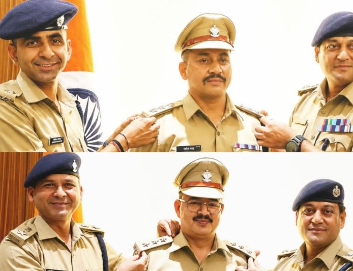 पुलिस उपाधीक्षक के रूप में पदोन्नति पर इंस्पेक्टर राजेश शाह और प्रदीप पंत को दी गई सम्मान, SSP डोभाल ने किया अलंकरण