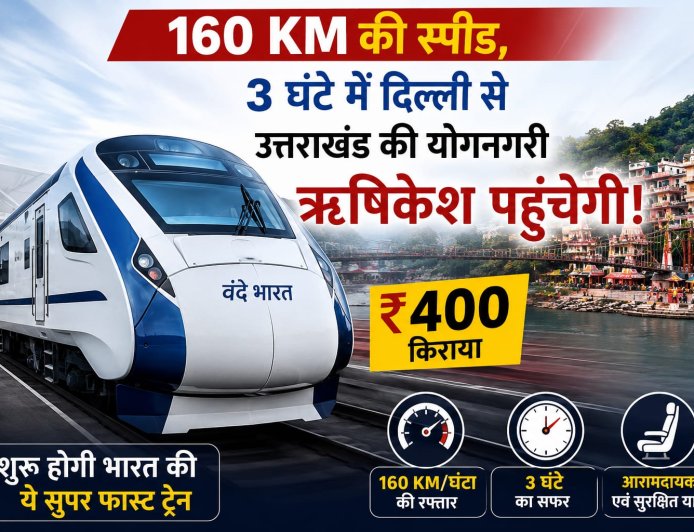दिल्ली से हरिद्वार और ऋषिकेश सिर्फ ₹400 में, अब 3 घंटे में 160 KM की स्पीड वाली सुपरफास्ट ट्रेन शुरू