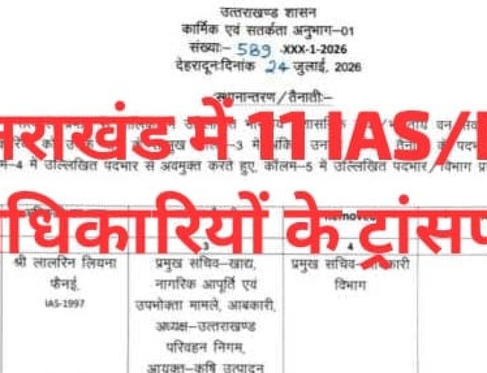उत्तराखंड शासन का बड़ा निर्णय: 11 IAS और IFS अधिकारियों के कार्यक्षेत्र में फेरबदल, तबादला आदेश जारी