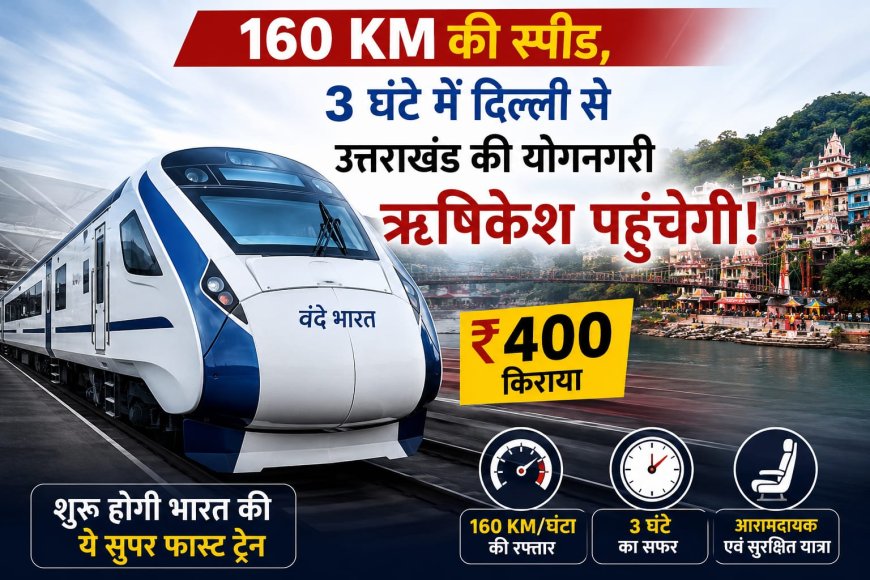 दिल्ली से हरिद्वार और ऋषिकेश सिर्फ ₹400 में, अब 3 घंटे में 160 KM की स्पीड वाली सुपरफास्ट ट्रेन शुरू