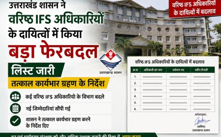उत्तराखंड सरकार ने वरिष्ठ IFS अधिकारियों के दायित्वों में किया महत्वपूर्ण फेरबदल, सूची जारी