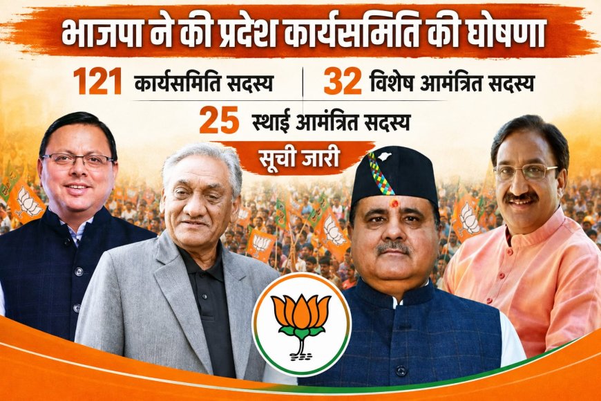भाजपा ने प्रदेश कार्यसमिति की संरचना का किया ऐलान, 121 कार्यसमिति सदस्य, 32 विशेष एवं 25 स्थायी आमंत्रित सदस्य शामिल