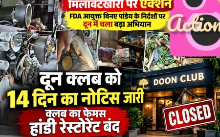 उत्तराखंड: FDA के खिलाफ अभियान, दून क्लब के हांडी रेस्टोरेंट पर कार्रवाई, 14 दिन में सुधार अनिवार्य