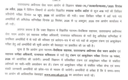 देहरादून:(बड़ी खबर) इस भर्ती परीक्षा की आई अपडेट